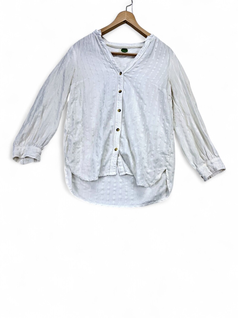 Anthropologie Textured Swiss-Dot Button-Down Blouse Size 12